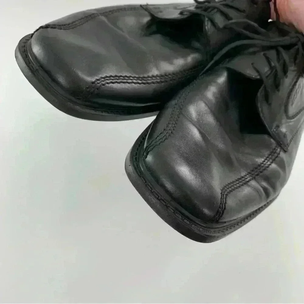 Ecco mens oxfords size 44 black leather lace up square toe